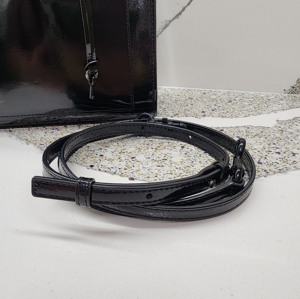 MARC JACOBS Mini Grind Patent Crossbody Tote In Black - Picture 14 of 15